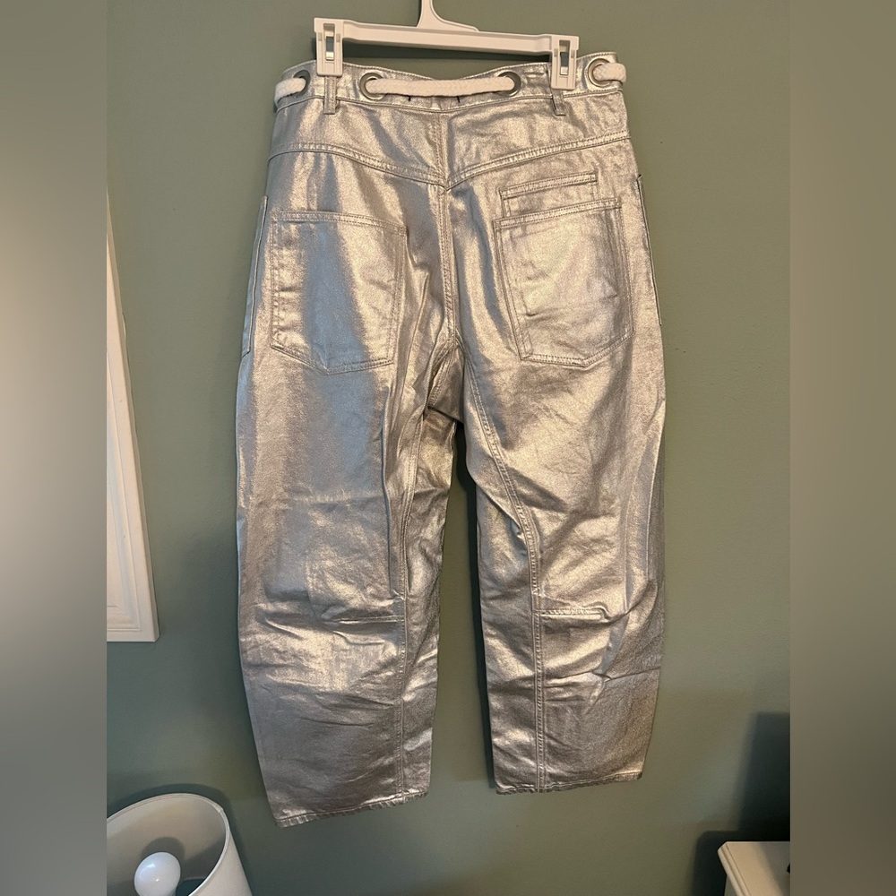 Free People Moxie Metallic Barrel Jeans - Picture 6 of 9